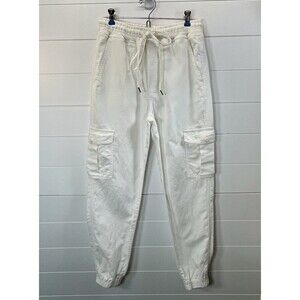 Gap Jogger Pants Linen Cotton Cargo Womens Off White Drawstring Sz XS Utility